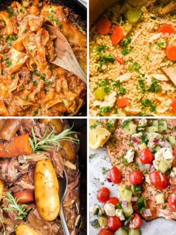 collage of Sunday dinner recipes.